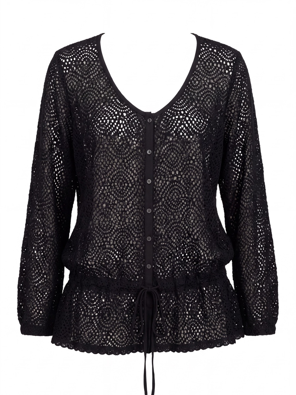 Michael Kors Black Crochet Lace Overlay Popover Shirt - New W/O Tags
